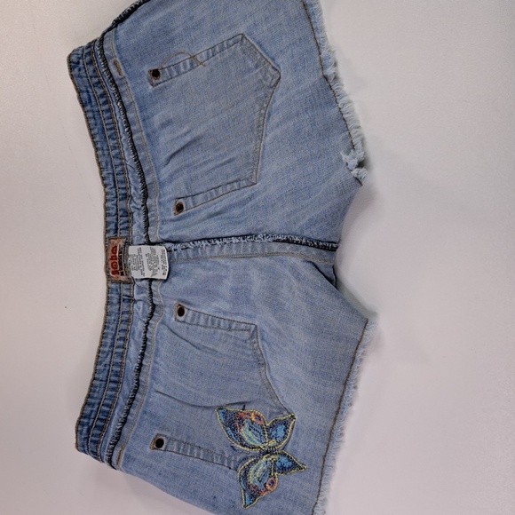 NOBO No Boundaries Embroidered Butterfly Raw Hem Jean Shorts Junior Size 15 - Picture 14 of 14